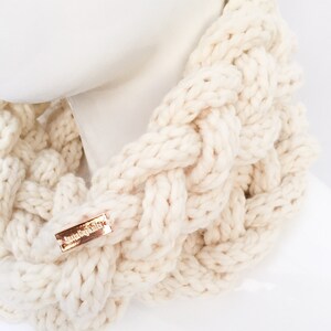 Braided Knit Scarf, Knit Cowl, Knit Infinity Scarf, Knit Neck Warmer, Winter Accessories, Cream, Beige, Christmas Gifts, Gifts under 30 image 2