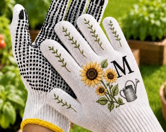 Personalisierte Gartenhandschuhe mit Geburtsmonatsblumen, individuell gestaltete Blumen-Gartenhandschuhe, Geschenk für Pflanzenliebhaber, Gärtnergeschenk für Papa, Mama, Oma und Opa