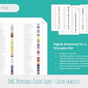Printable DMC Color Chart PDF Download (Instant Download) - Etsy
