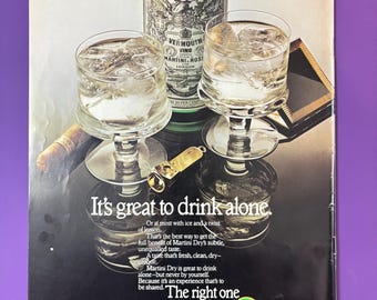 Vintage 1977 Martini Extra Dry Vermouth Magazine Print Ad - Illustrated London News