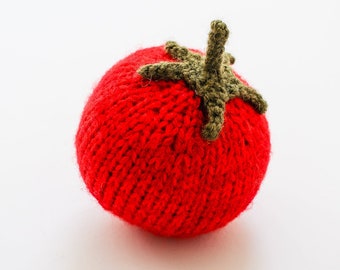 Pretend play tomato - Waldorf soft toy - knitted vegetables for play kitchen - red tomato Italian kitchen decor gift for foodie - photo prop