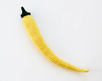 Gelbe Paprika gestrickt Food Art - Mini Küche für Vorschulkinder, süßes Gemüse, Paprika Geschenk für Veganer oder Foodie