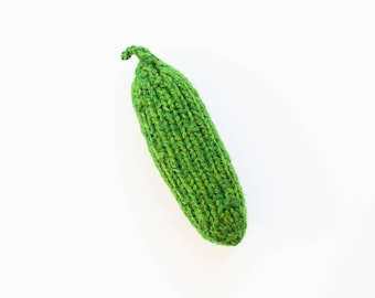 Waldorf toy green cucumber vegetable for pretend play kitchen