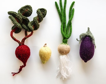 Mini Gemüse Spielzeug Set - Pretend Play Mini Food Waldorf Lern-Zwiebel, Rote Beete, Aubergine, Zitrone - kleines Gemüse-Baby-Fitness-Set Miniatur