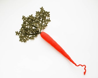 Spiel Essen Möhre Waldorf lehren Gemüse - gestrickt orange grün Herbst Fotorequisite - Miniküche Back to Schule Klassenzimmer