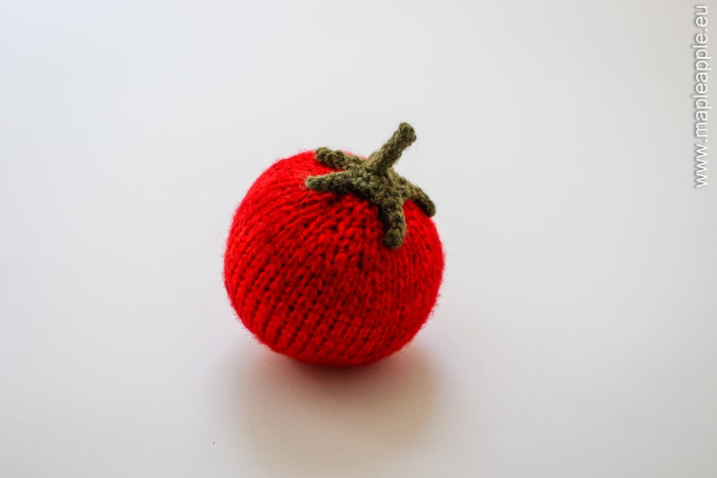 Pretend play tomato Waldorf soft toy knitted vegetables for play kitchen red tomato Italian kitchen decor gift for foodie photo prop image 5