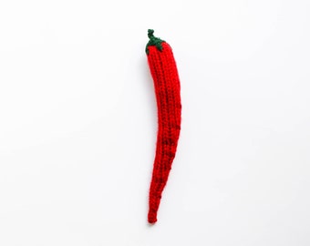 Play food chili - Waldorf toy vegetables - pretend play food - Gardening with kids - red hot chili pepper knitted educational foodie gift