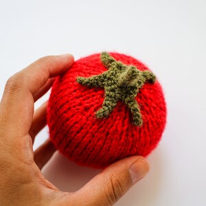 Pretend play tomato Waldorf soft toy knitted vegetables for play kitchen red tomato Italian kitchen decor gift for foodie photo prop image 4