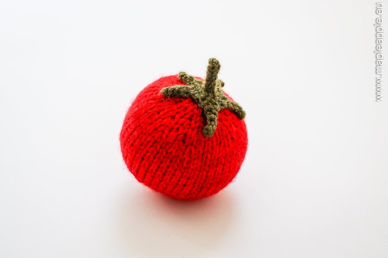 Pretend play tomato Waldorf soft toy knitted vegetables for play kitchen red tomato Italian kitchen decor gift for foodie photo prop image 1