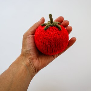 Pretend play tomato Waldorf soft toy knitted vegetables for play kitchen red tomato Italian kitchen decor gift for foodie photo prop image 3