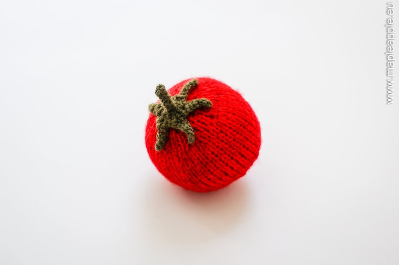 Pretend play tomato Waldorf soft toy knitted vegetables for play kitchen red tomato Italian kitchen decor gift for foodie photo prop image 2