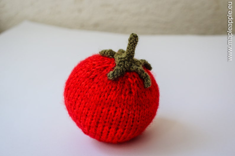 Pretend play tomato Waldorf soft toy knitted vegetables for play kitchen red tomato Italian kitchen decor gift for foodie photo prop image 6