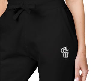 Grown Untamed GU Embroidered Sweatpants | Minimalist Embroidered Joggers | Vintage-Inspired Casual Wear