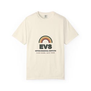 Comfort Colors EVS T-Shirt: Environmental Services, Retro Sunset, Hospital Hero