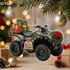 Personalized Festive ATV Quad Bike 2D Flat Acrylic Christmas Ornament Off Road Vehicle Holiday Tree Decoration