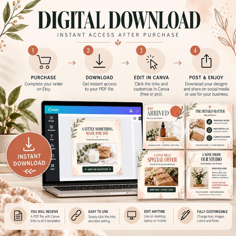 Small Business Instagram Templates, Editable Canva Social Media Posts ...