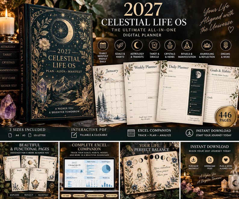 2027 Celestial Life OS Planner | Ultimate Digital Planner | 446 Pages ...