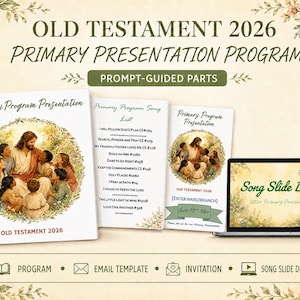 2026 Primärpresentation programmerad | Uppmaningsvägledad | Gamla testamentets LDS | Redigerbar digital nedladdningsmall | Sakrament