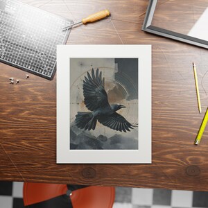 Crow Art Print, Mystical Home Decor, Spiritual Bird Art, Unique Gift, Fine Art, Modern Artwork, Raven Print, Crow symbolism Nordic Art,