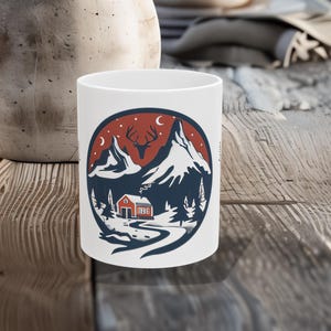Antler Sky Ceramic Mug, Scandinavian Design, Unique Nordic Mug, Hygge, Coffee Lover Gift, Tea Lover Gift, Gift for Cabin, cozy gift