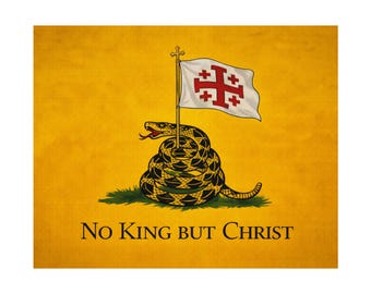 Póster "No hay más rey que Cristo", arte mural cristiano, diseño de la bandera de Gadsden.
