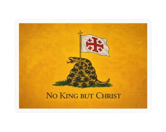 Pegatina "No King But Christ", calcomanía de libertad cristiana, diseño de la bandera de Gadsden (vinilo)