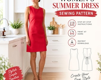 Dress Sewing Pattern for Women (XSS-XL), Mini Dress, Summer Dress, Trendy Dress (Beginner Friendly), Women Dress Pattern