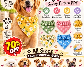 Over Collar Dog Bandana Sewing Pattern, Reversible, PDF Download, Beginner Friendly, Pet Accessory DIY, Dog Clothes Template