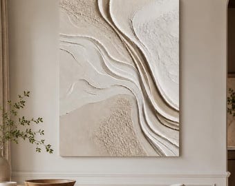 Cream Textured Wall Art, Neutral Abstract Painting, Sculptural Relief Canvas, Wabi Sabi Decor, Organic Modern Wall Art