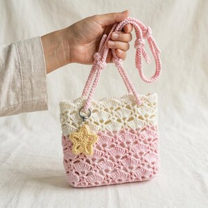 Häkelanleitung für eine Schultertasche (PDF), Anfänger-Handtasche im Muschelmuster, einfache zweifarbige Tasche – Sofort-Download