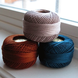 Perle Cotton Thread Set: Size 8 Finca Pearl, 77 Yards Each (Rooster 35)