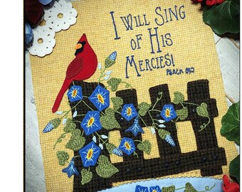 Cardinal Wool Applique Pattern: Scripture Embroidery (CP 444)