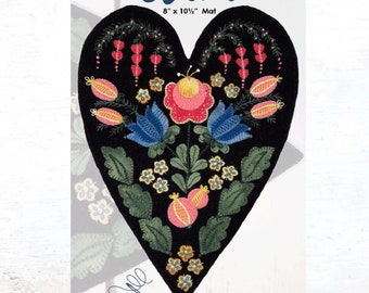 Heart of Flowers Wool Applique Pattern  GLP 395 - Clara