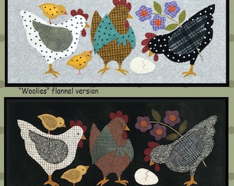 Chicken Pattern - Wool Applique Patterns - Hens and Chicks  ATN 1613
