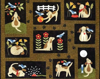 Dog Applique Patterns: &quot;You Lucky Dog&quot; Quilt Pattern Set