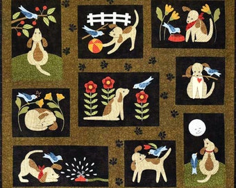 Dog Pattern - 11 Pattern Set of "You Lucky Dog" Applique Patterns -  FREE Shipping - ATN Lucky Dog Set -  Dog Applique Patterns