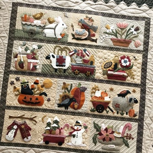 Wool Applique Patterns - Live Each Season 4 pattern set  BMB 1632 33 34 35 - All Seasons Quilt Set - Spring Summer Fall & Winter Applique