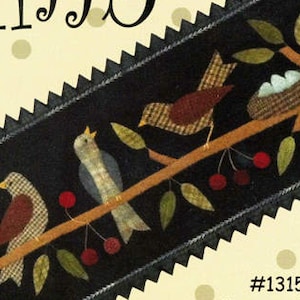 Birds and Bird Nest Applique -  Wool Applique Patterns - Out On A Limb - Spring Decor - ATN 1315