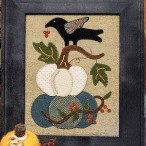 White Pumpkins and Crow Wool Applique Pattern (BMB 1695)