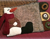 Snowman Wool Applique Mug Rug Pattern - Applique Patterns - RCH WW 007 - Manny Jo