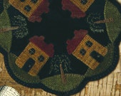 Wool Applique Pattern - Primitive Salt Box House - Penny Rug - Wool Table Mat - BMB 39