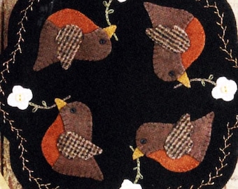 Robins Penny Mat Applique Pattern: Spring Birds, 8.5" (BMB 1184)