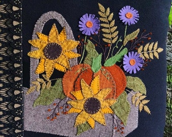 Wool Applique Pillow Pattern: Autumn Basket Design (CP 330)