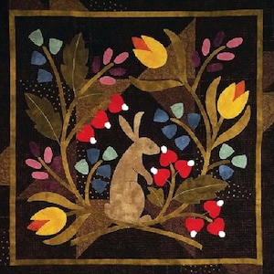 Rabbit Wool Applique Pattern: Spring Wall Hanging (ATN 1814)