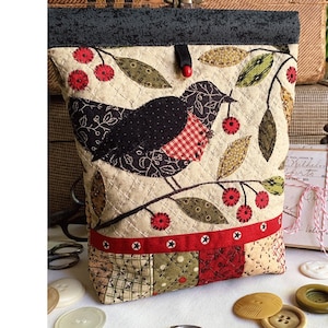 Bird and Berries Applique Snap Pouch Pattern - (KS 2003)