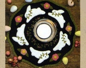 Rabbits Wool Applique Candle Mat Pattern or Felt Kit - BR 134 - Bunnies Candle Mat - Spring Decor