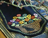 Summer Bird Wool Applique Table Runner Pattern PRI 524 - Flower Basket and Bird