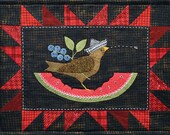 Summer Bird Wool Table Mat - Wool Applique Patterns - Summer Decor - July ATN 1327 Bertie 39 s Year
