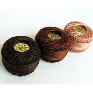 Perle Cotton Thread Set: Size 8 Finca Pearl, 77 Yards Each (Coffee 18)