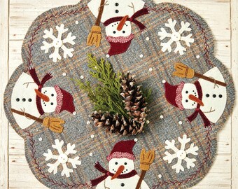 Snowman & Snowflakes Wool Applique Penny Mat Pattern (BMB 1758)